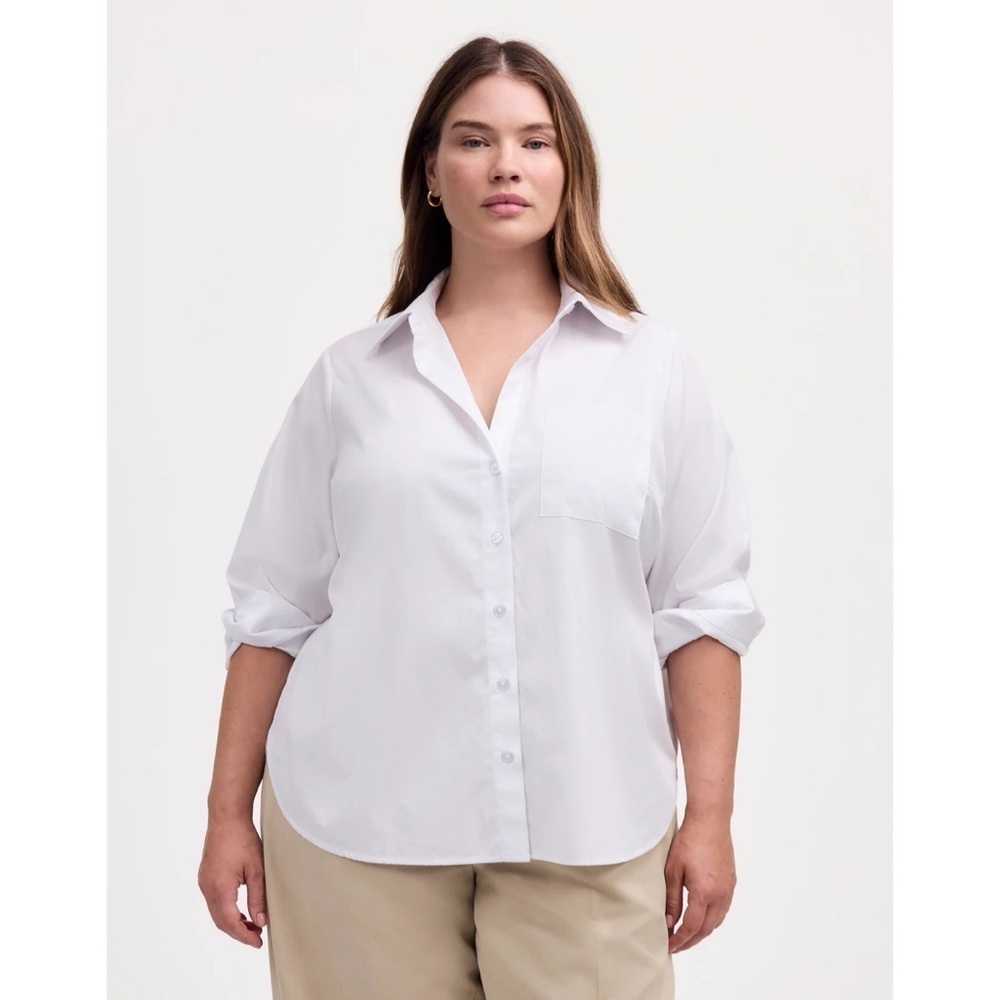 Madewell Top Plus Easy Y-Neck Button-Up Shirt Cotton Eyelet White 3X NWT New